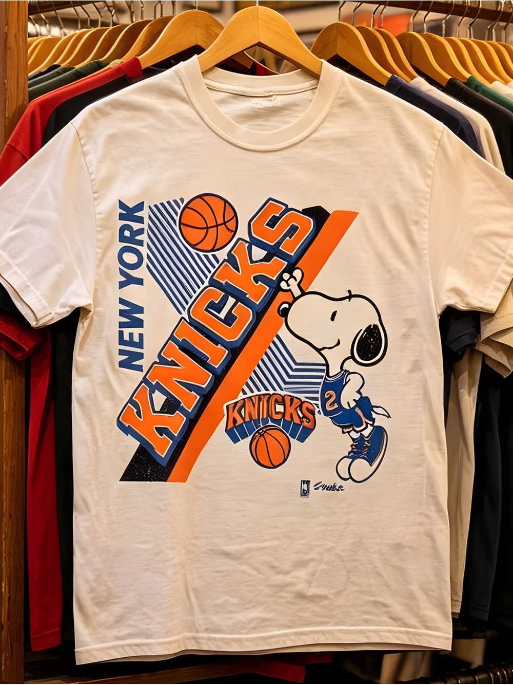 New York Knicks Snoopy Graphic Short Sleeve T‑Shirt - White Large. NEVER WORN